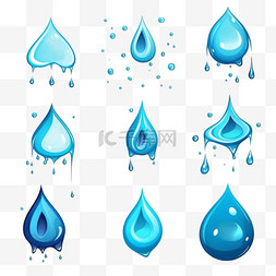 蓝色水滴落下图片_卡通的眼泪。汗水或哭液，落下蓝
