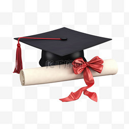 3d立体学士帽毕业证书免扣元素