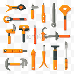 工具螺丝刀素材图片_工具图标集。锤子和扳手，螺丝刀