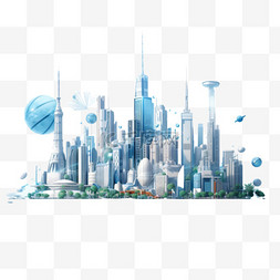 城市建筑光png图片_未来主义城市