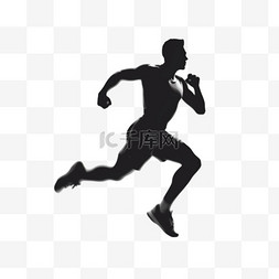 跑步运动员剪影图片_白色阴影隔离的矢量奔跑的人类图