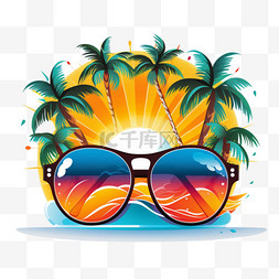 太阳镜图片_热带岛屿上的夏日沙滩派对横幅传