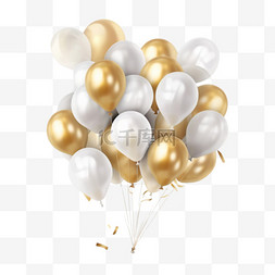 气球横幅图片_生日快乐背景设计，逼真的金色气
