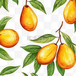 橙子橙叶图片_手绘芒果背景