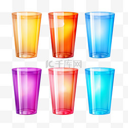 一次性饮料杯图片_空的一次性彩色塑料玻璃杯，带盖