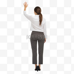 女商人背影图片_女商人举起手向左看的背影
