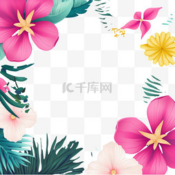 沙滩宣传单图片_夏季促销设计，蓝色背景上有花朵