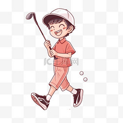 打高尔夫高尔夫图片_卡通手绘高尔夫男孩元素