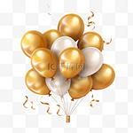 生日快乐背景设计，逼真的金色气球
