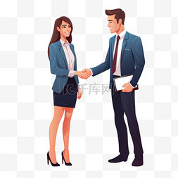 做生意的女人图片_女人和男人握手做生意