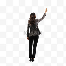 左左女图片_女商人举起手向左看的背影