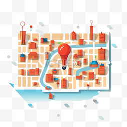 图标地点图片_折叠位置图，带有带指针的标记城