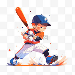 棒球男孩手绘元素