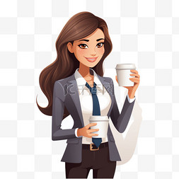 出色图片_喝咖啡的女商人赞美一份出色的工