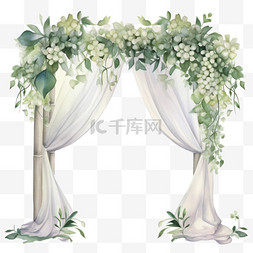 水彩风格婚礼美丽植物鲜花拱门免