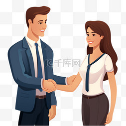 男人和女人握手确认交易