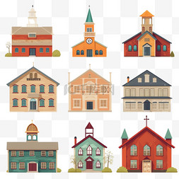 独立的彩色建筑学校教堂，具有不
