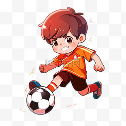 足球素材图片_男孩卡通踢足球手绘元素