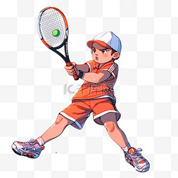 打网球男孩卡通手绘元素