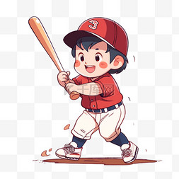 卡通棒球男孩手绘元素