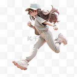 元素打棒球的女孩卡通3d