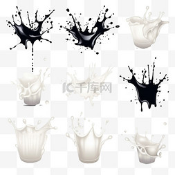 酸奶一滴图片_牛奶、酸奶或奶油污渍套装。一种