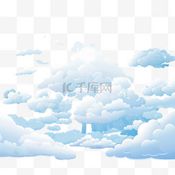 蓝白色背景图片_浓密的白日照耀着云，在蓝天的背