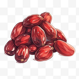 成熟的大红枣元素秋天卡通手绘