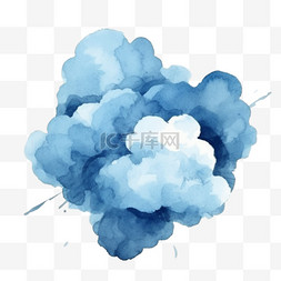 ps绘画水墨笔刷图片_抽象水彩蓝云