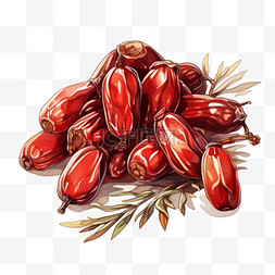红枣拿铁图片_秋天成熟的大红枣手绘卡通元素