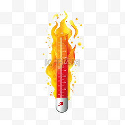 学习工具背景图片_温度计在白色背景下着火