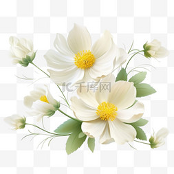 婚礼手绘花朵图片_盛开的白色花朵