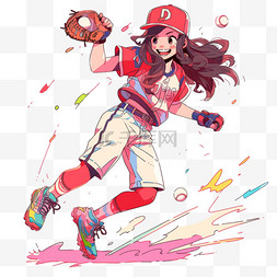 棒球女孩卡通元素