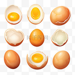 煎鸡蛋图片_白色背景矢量插图上分离出的整排