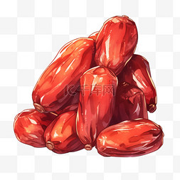 秋天成熟的大红枣卡通手绘元素