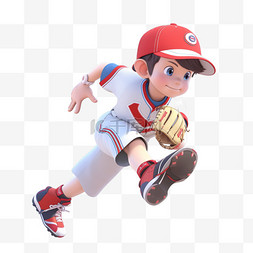 3d卡通元素打棒球的男孩运动