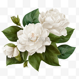 手绘花束白色图片_白色的栀子花