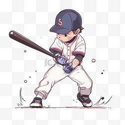 手绘棒球男孩卡通元素