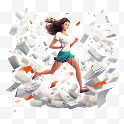 女人跑图片_女人带着一大堆文件跑