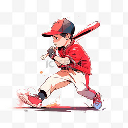 棒球背景图片_棒球卡通男孩手绘元素