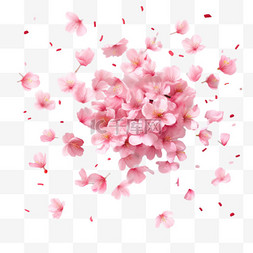 透明花叶图片_逼真的飞翔樱花花瓣插图