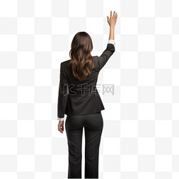 女商人背影图片_女商人举起手的背影