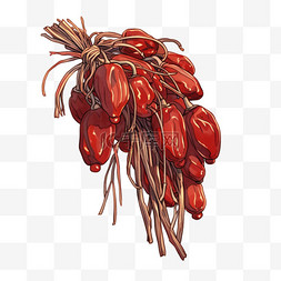 元素秋天成熟的大红枣卡通手绘