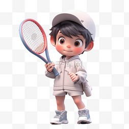 打网球的孩子3d卡通元素