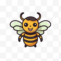 动漫人物图标图片_可爱的蜜蜂飞翔的卡通矢量图标插