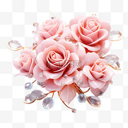 立体粉色装饰图片_情人节装饰元素粉色玫瑰