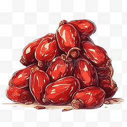 秋天卡通手绘成熟的大红枣元素
