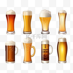 玻璃瓶啤酒图片_六款啤酒饮料套装图标