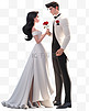 七夕情人节3D立体人物白色西装男生送玫瑰