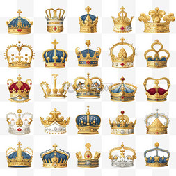 国王剪影图片_一套50枚皇冠图案